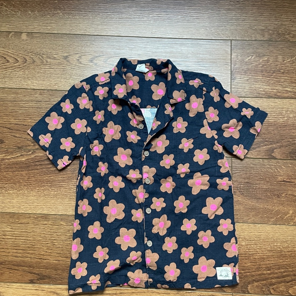 Button Down Boys Collared Flower Shirt Cotton On